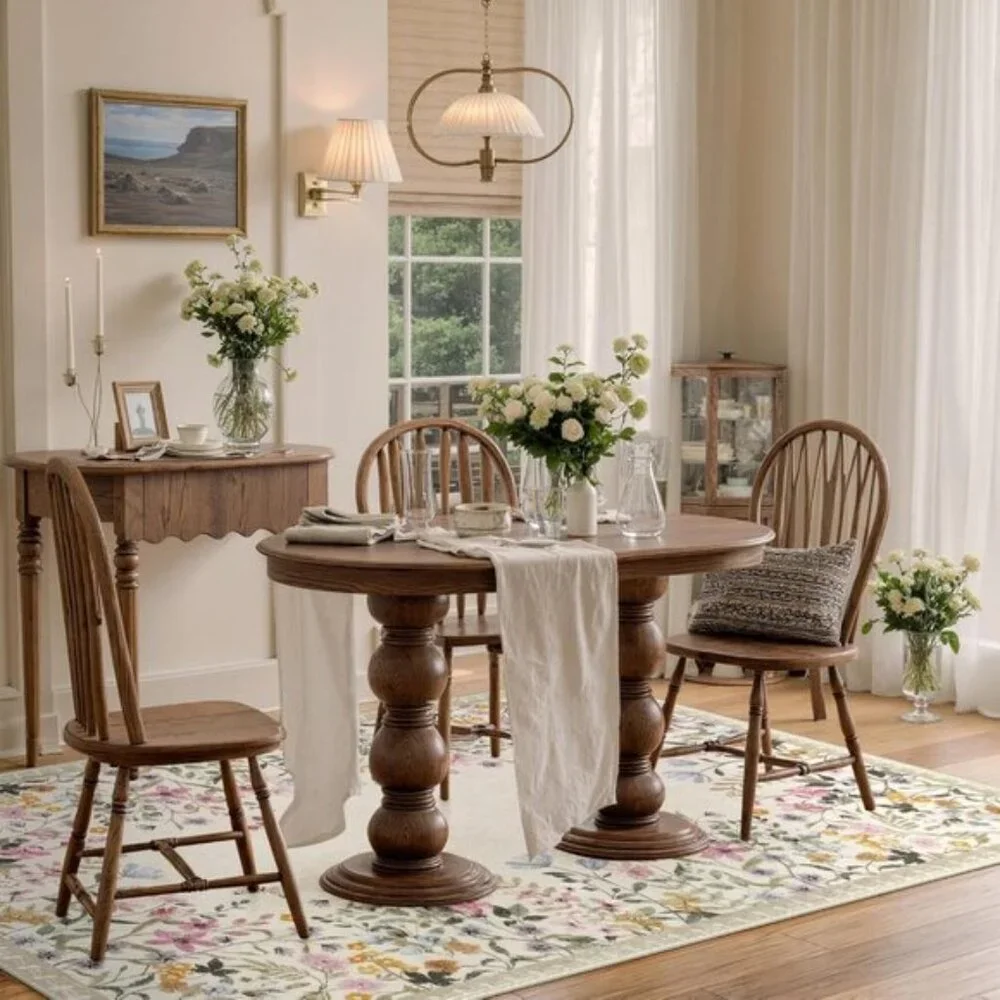 New 5x7 Washable Floral Rug, Non-Slip Botanical Carpet for Home & Room Decor